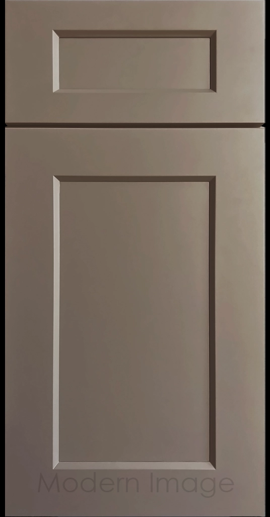 Laguna Magnetic Gray painted Shaker kitchen cabinet door with wide stiles & rails, inside profile and a flat center panel.
